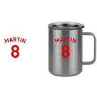 Thumbnail for Personalized Jersey Number Coffee Mug Tumbler with Handle (15 oz) - English Soccer - Design View