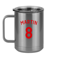 Thumbnail for Personalized Jersey Number Coffee Mug Tumbler with Handle (15 oz) - English Soccer - Left View