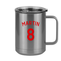 Thumbnail for Personalized Jersey Number Coffee Mug Tumbler with Handle (15 oz) - English Soccer - Right View