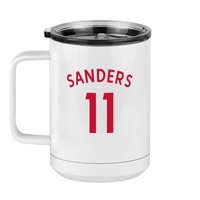Thumbnail for Personalized Jersey Number Coffee Mug Tumbler with Handle (15 oz) - English Soccer - Left View