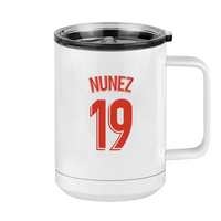 Thumbnail for Personalized Jersey Number Coffee Mug Tumbler with Handle (15 oz) - Spanish Soccer - Right View