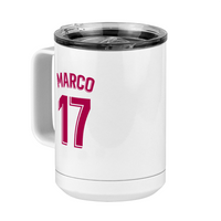 Thumbnail for Personalized Jersey Number Coffee Mug Tumbler with Handle (15 oz) - Spanish Soccer - Front Left View