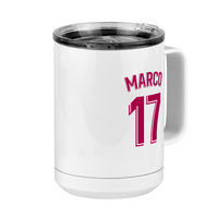Thumbnail for Personalized Jersey Number Coffee Mug Tumbler with Handle (15 oz) - Spanish Soccer - Front Right View