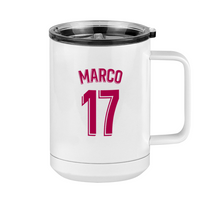 Thumbnail for Personalized Jersey Number Coffee Mug Tumbler with Handle (15 oz) - Spanish Soccer - Right View