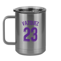 Thumbnail for Personalized Jersey Number Coffee Mug Tumbler with Handle (15 oz) - Spanish Soccer - Left View