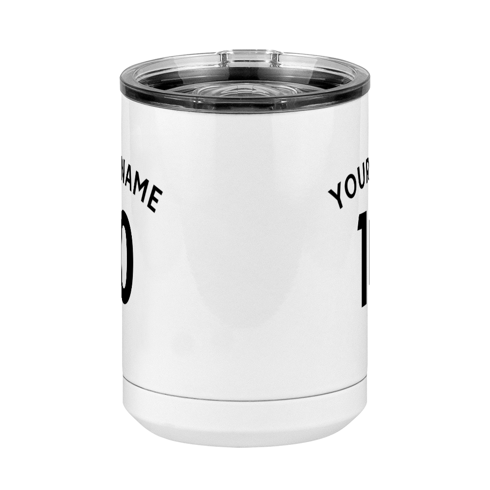 Personalized Jersey Number Coffee Mug Tumbler with Handle (15 oz) - English Soccer - Front View