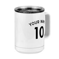 Thumbnail for Personalized Jersey Number Coffee Mug Tumbler with Handle (15 oz) - English Soccer - Front Right View