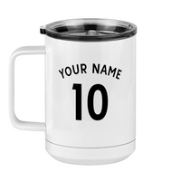 Thumbnail for Personalized Jersey Number Coffee Mug Tumbler with Handle (15 oz) - English Soccer - Left View
