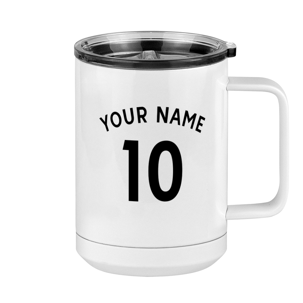 Personalized Jersey Number Coffee Mug Tumbler with Handle (15 oz) - English Soccer - Right View