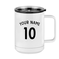Thumbnail for Personalized Jersey Number Coffee Mug Tumbler with Handle (15 oz) - English Soccer - Right View
