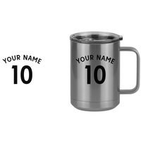 Thumbnail for Personalized Jersey Number Coffee Mug Tumbler with Handle (15 oz) - English Soccer - Design View