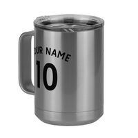Thumbnail for Personalized Jersey Number Coffee Mug Tumbler with Handle (15 oz) - English Soccer - Front Left View