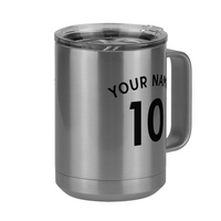 Thumbnail for Personalized Jersey Number Coffee Mug Tumbler with Handle (15 oz) - English Soccer - Front Right View