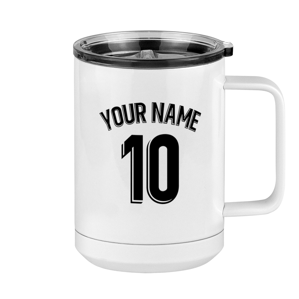 Personalized Jersey Number Coffee Mug Tumbler with Handle (15 oz) - Spanish Soccer - Right View