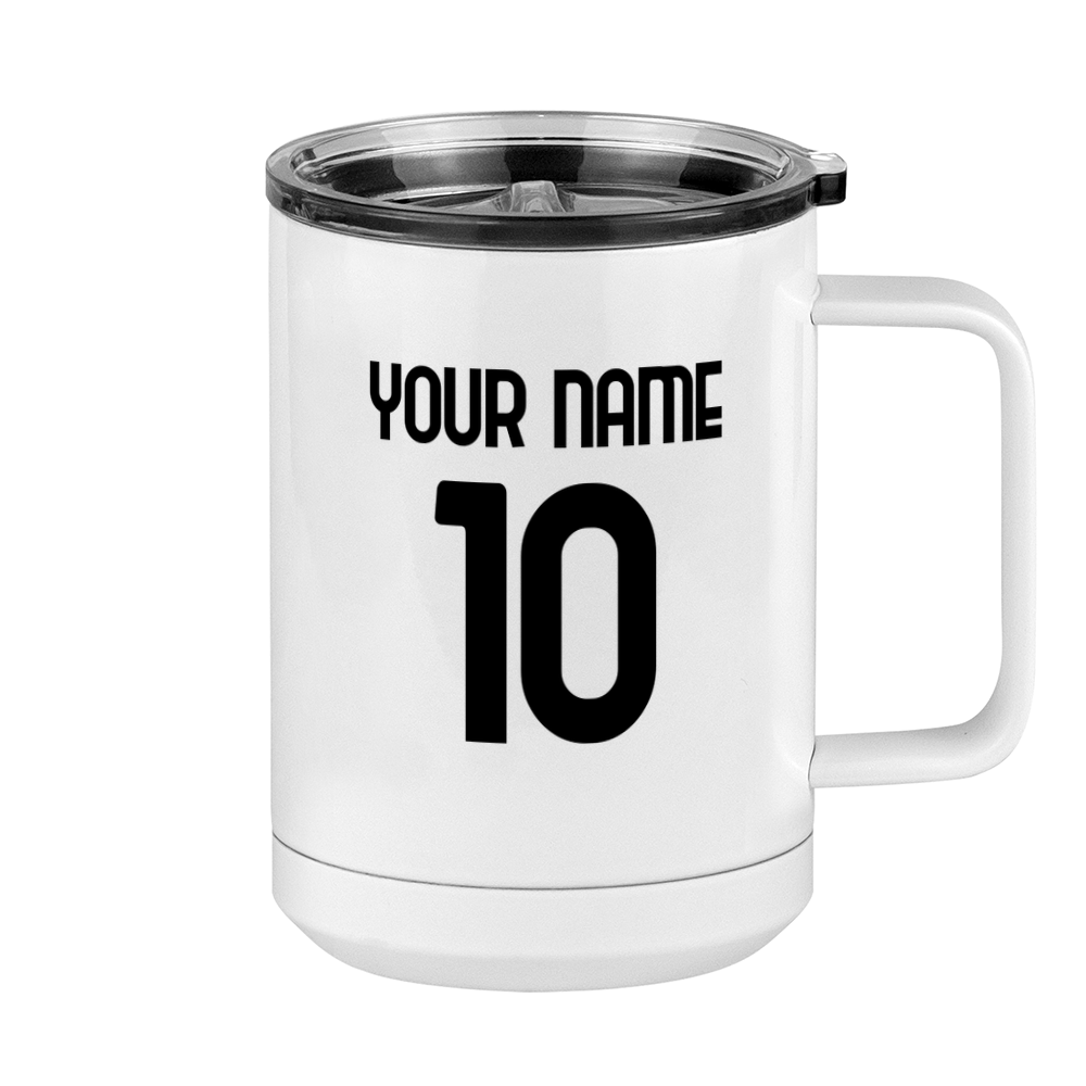 Personalized Jersey Number Coffee Mug Tumbler with Handle (15 oz) - Italian Soccer - Right View