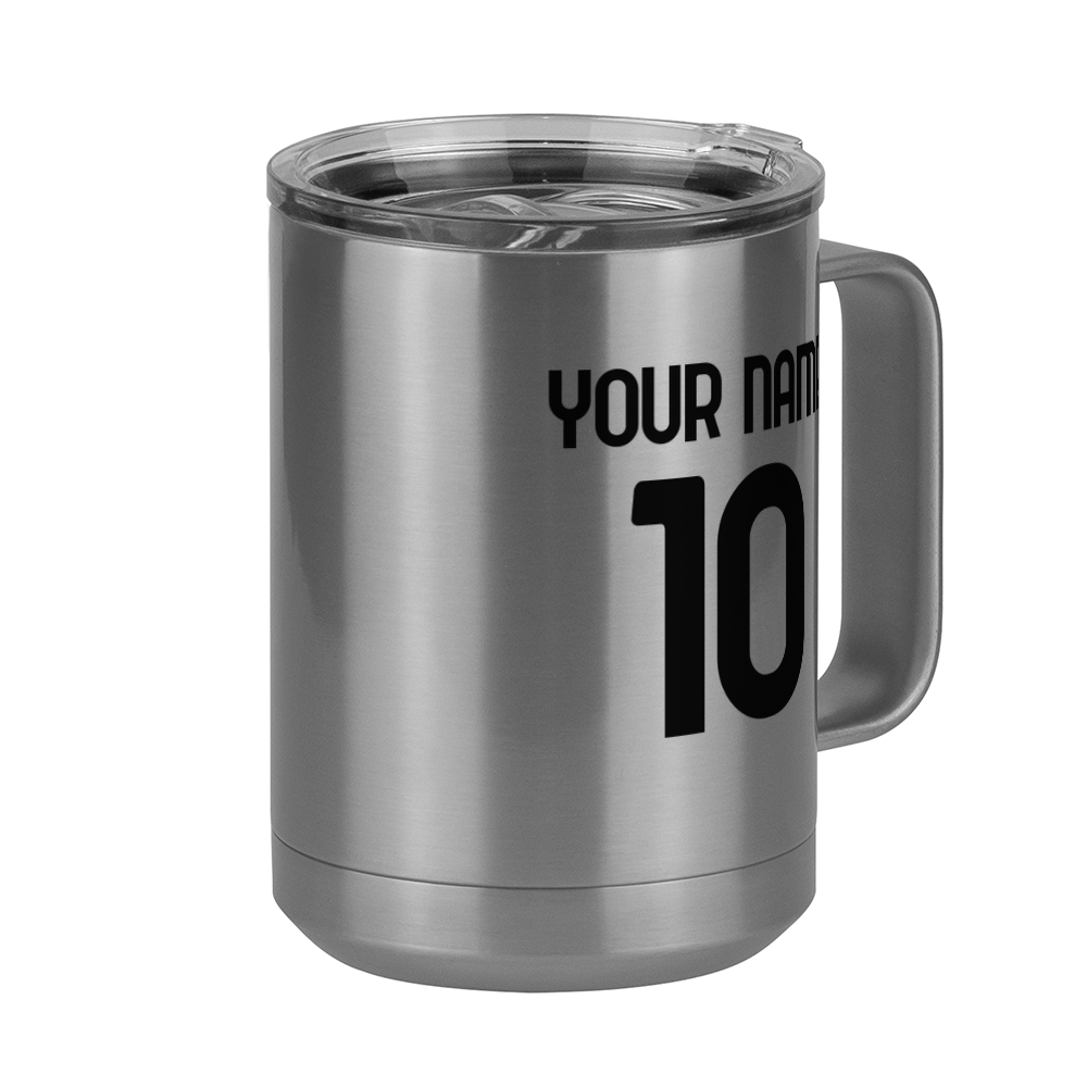 Personalized Jersey Number Coffee Mug Tumbler with Handle (15 oz) - Italian Soccer - Front Right View