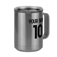 Thumbnail for Personalized Jersey Number Coffee Mug Tumbler with Handle (15 oz) - Italian Soccer - Front Right View