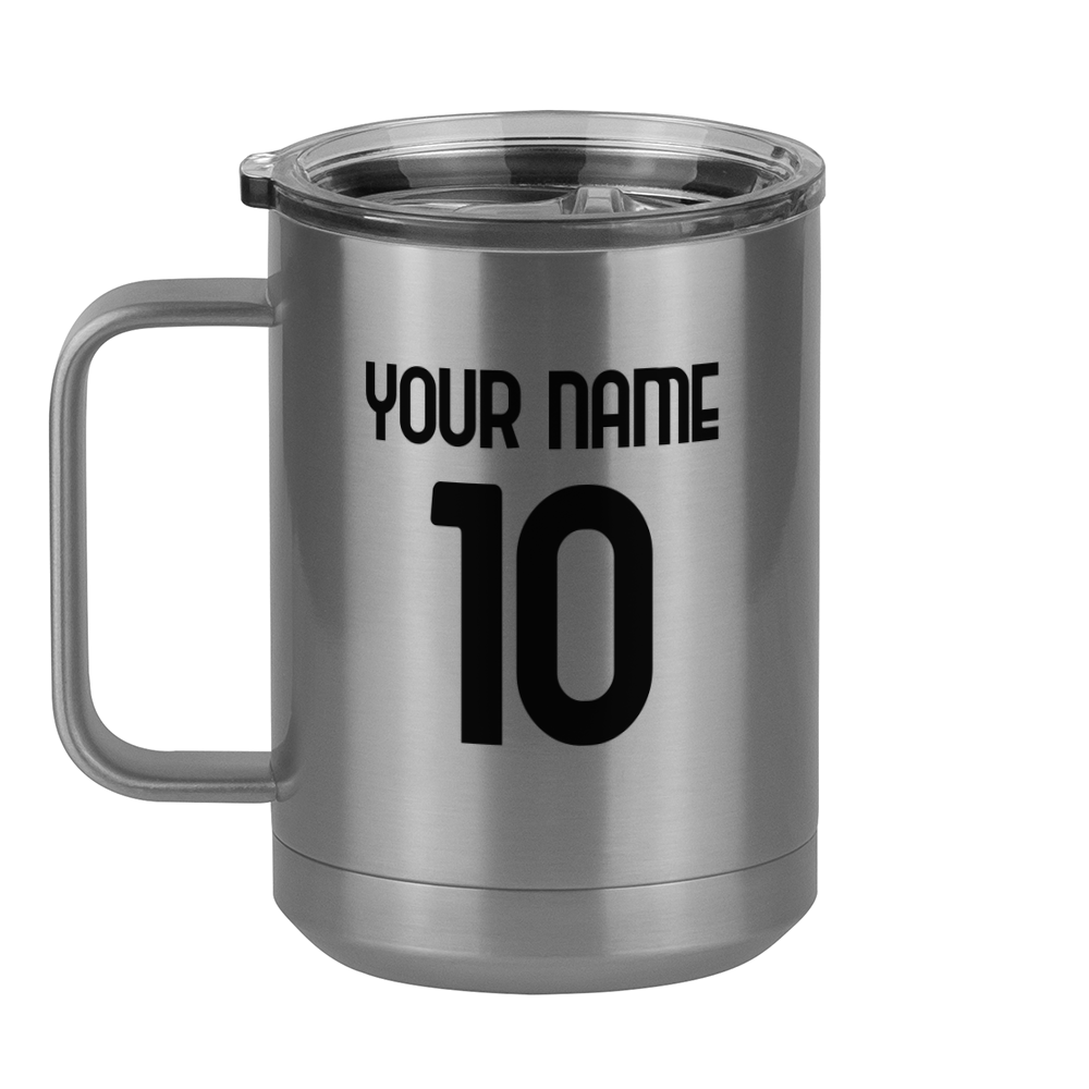 Personalized Jersey Number Coffee Mug Tumbler with Handle (15 oz) - Italian Soccer - Left View