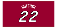 Thumbnail for Personalized Jersey Number Beach Towel - Miami Red - Front View
