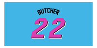 Thumbnail for Personalized Jersey Number Beach Towel - Miami Blue - Front View
