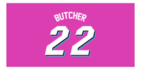 Thumbnail for Personalized Jersey Number Beach Towel - Miami Pink - Front View