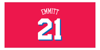 Thumbnail for Personalized Jersey Number Beach Towel - Philadelphia Red - Front View