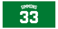 Thumbnail for Personalized Jersey Number Beach Towel - Boston Green - Front View