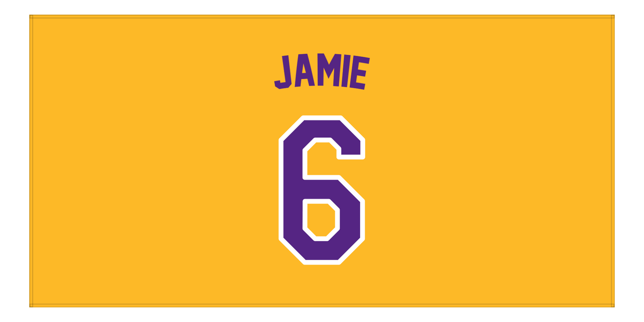 Personalized Jersey Number Beach Towel - Los Angeles Gold - Front View