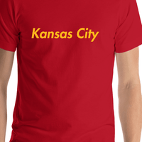Thumbnail for Personalized Kansas City T-Shirt - Red - Shirt Close-Up View