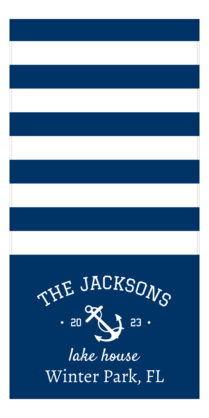 Personalized Lake House Beach Towel - Anchor - Front View