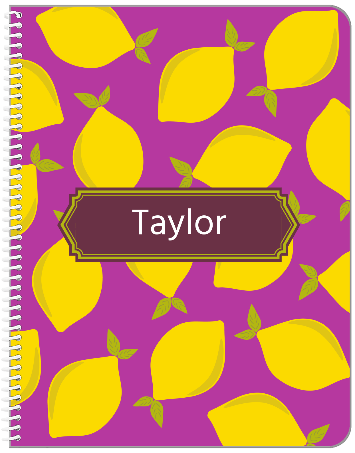 Personalized Lemons Notebook - Decorative Rectangle Nameplate - Front View