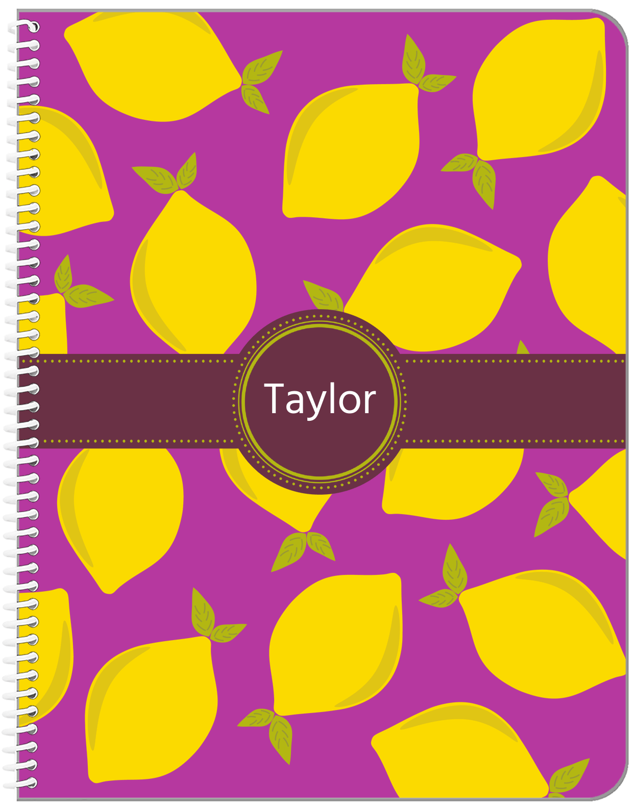 Personalized Lemons Notebook - Circle Ribbon Nameplate - Front View