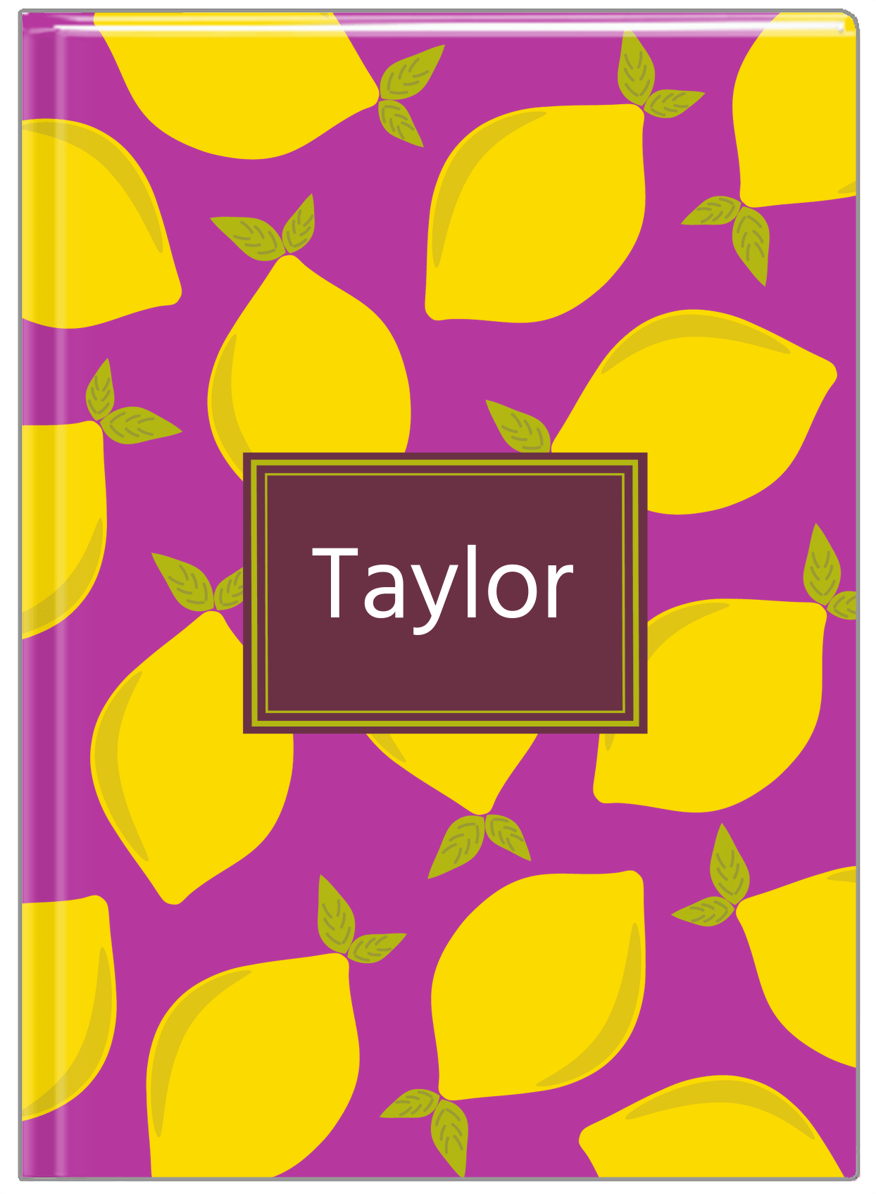 Personalized Lemons Journal - Purple Background - Rectangle Nameplate - Front View