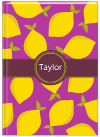 Thumbnail for Personalized Lemons Journal - Purple Background - Circle Ribbon Nameplate - Front View
