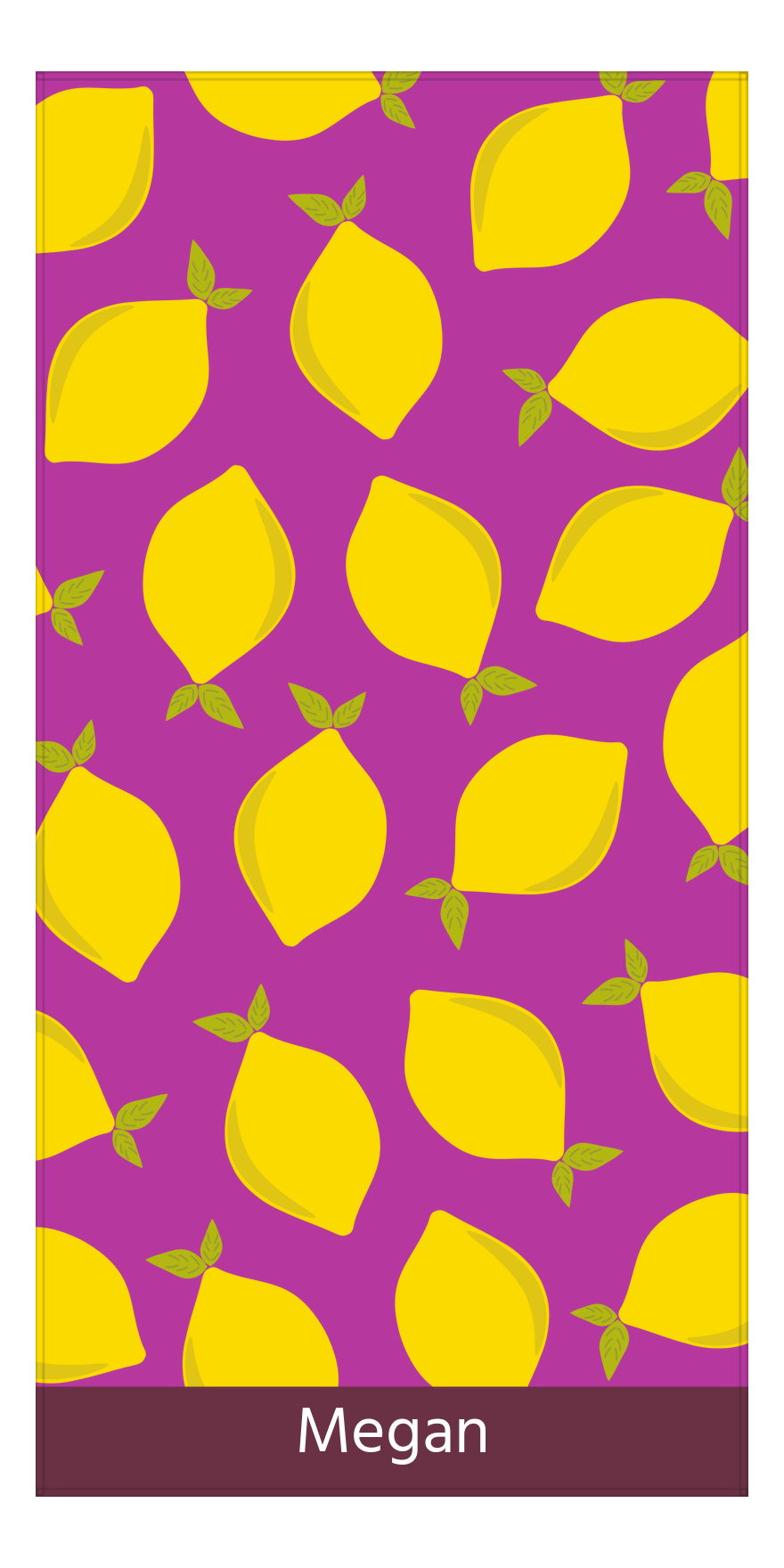 Personalized Lemons Beach Towel - Purple Background - Front View