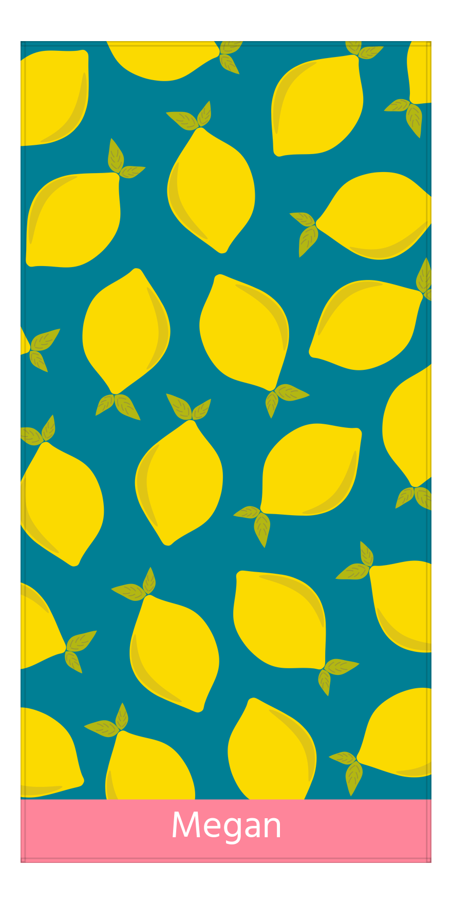 Personalized Lemons Beach Towel - Teal Background - Front View