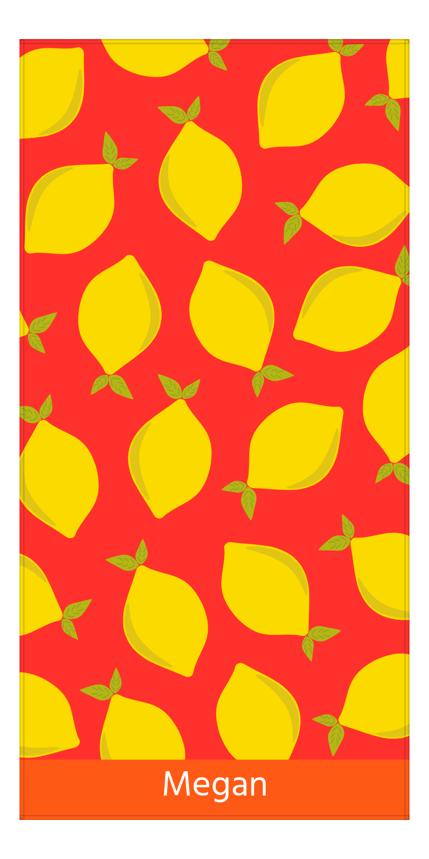 Personalized Lemons Beach Towel - Red Background - Front View