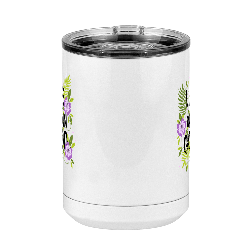 Life is Damn Good Coffee Mug Tumbler with Handle (15 oz) - Flowers - Front View