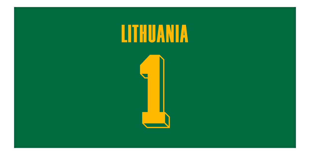 Personalized Lithuania Jersey Number Beach Towel - Green - Front View