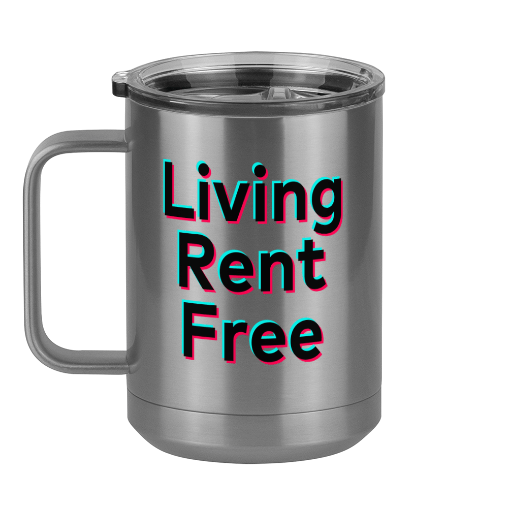 Living Rent Free Coffee Mug Tumbler with Handle (15 oz) - TikTok Trends - Left View