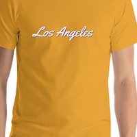 Thumbnail for Personalized Los Angeles T-Shirt - Gold - Shirt Close-Up View