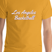 Thumbnail for Personalized Los Angeles Basketball T-Shirt - Gold - Shirt Close-Up View