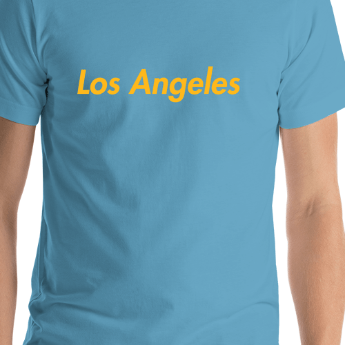 Personalized Los Angeles T-Shirt - Blue - Shirt Close-Up View