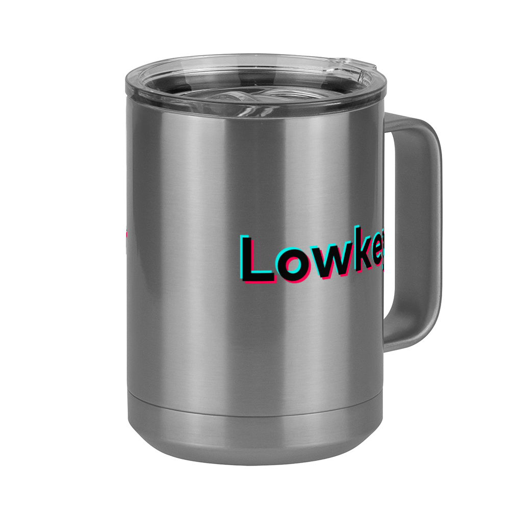 Lowkey Coffee Mug Tumbler with Handle (15 oz) - TikTok Trends - Front Right View