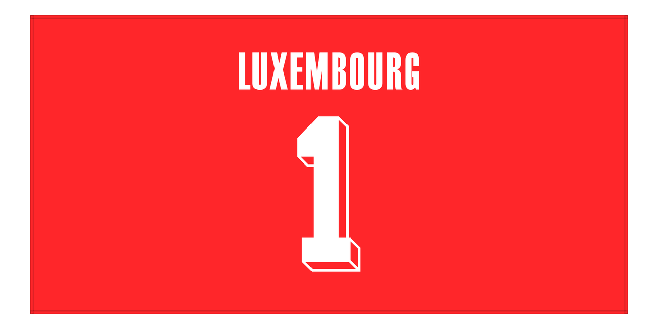 Personalized Luxembourg Jersey Number Beach Towel - Red - Front View