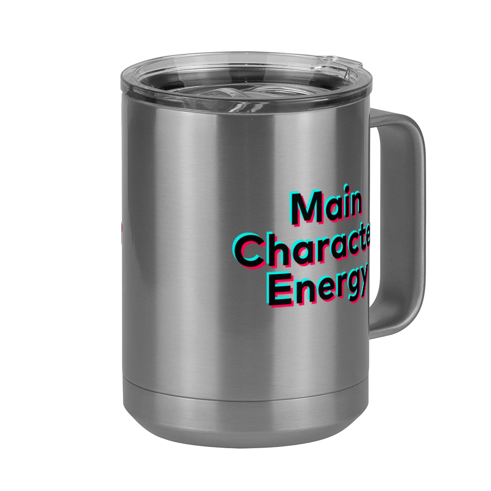 Main Character Energy Coffee Mug Tumbler with Handle (15 oz) - TikTok Trends - Front Right View