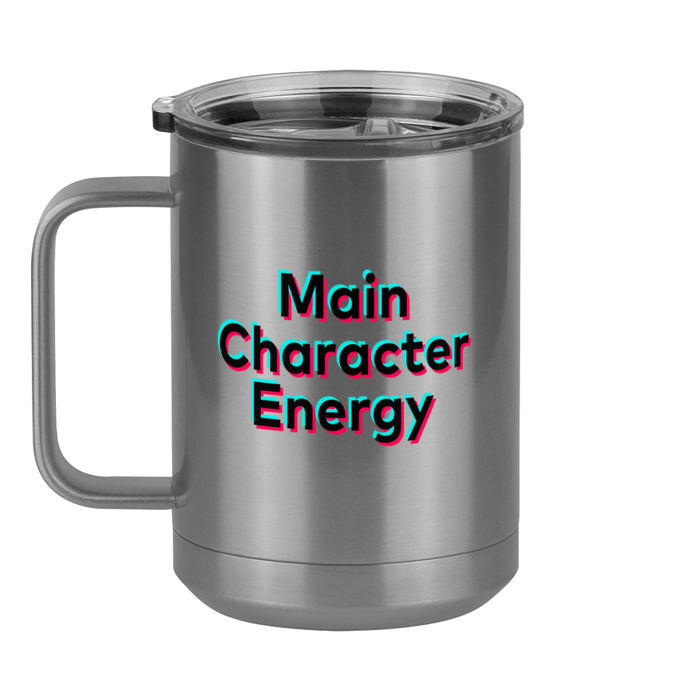 Main Character Energy Coffee Mug Tumbler with Handle (15 oz) - TikTok Trends - Left View