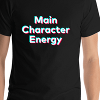 Thumbnail for Main Character Energy T-Shirt - Black - TikTok Trends - Shirt Close-Up View