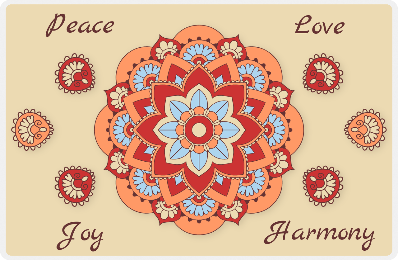 Personalized Mandala Placemat I - Flower Center - Tan Background -  View