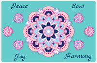 Thumbnail for Personalized Mandala Placemat I - Flower Center - Teal Background -  View